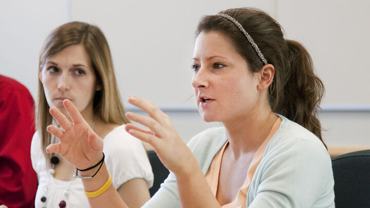 Student talking in class